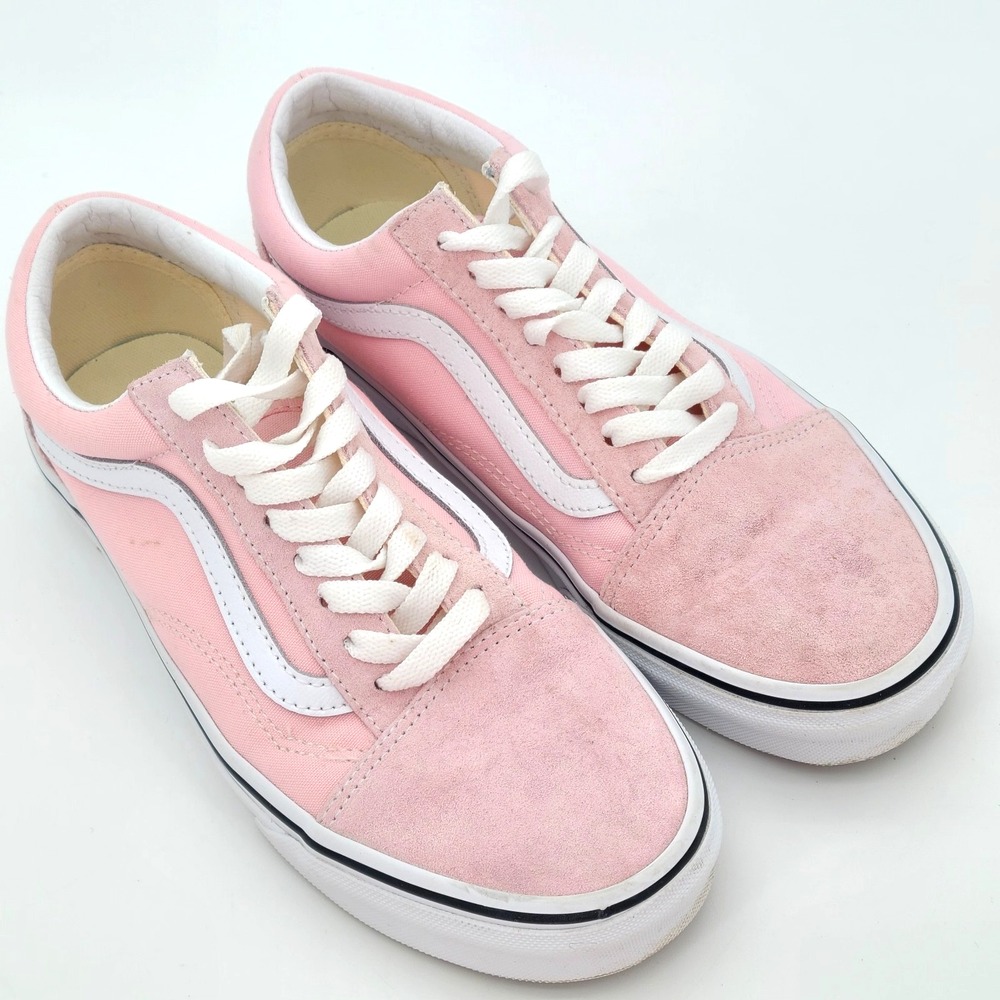 Vans Old Skool Womens Size 8 Pink White Athletic Walking Skate Shoes Sneakers